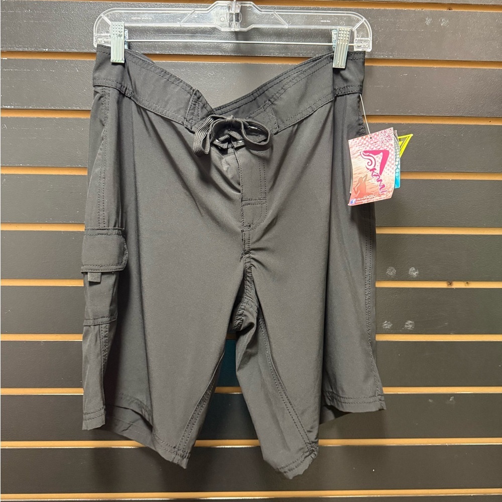 Kanu Surf Womens Black Board Shorts Size 8 NWT Swim Tie Waist Athletic